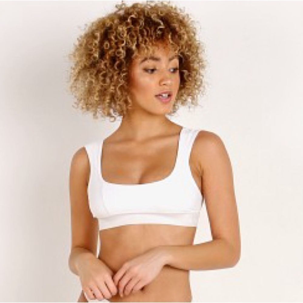 NEW Frankie’s Drew Ribbed Bikini Top in Latte BEIGE Size S